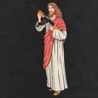 Jesus With Ak47 Assault Rifle. Cool Comfort Performance Bucket Hat