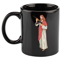 Jesus With Ak47 Assault Rifle. 11oz C Handle Ceramic Mug