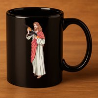 Jesus With Ak47 Assault Rifle. 11oz C Handle Ceramic Mug