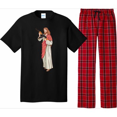 Jesus With Ak47 Assault Rifle. Pajama Set