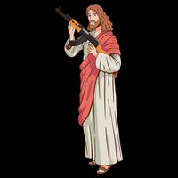 Jesus With Ak47 Assault Rifle. Youth Performance Sprint T-Shirt