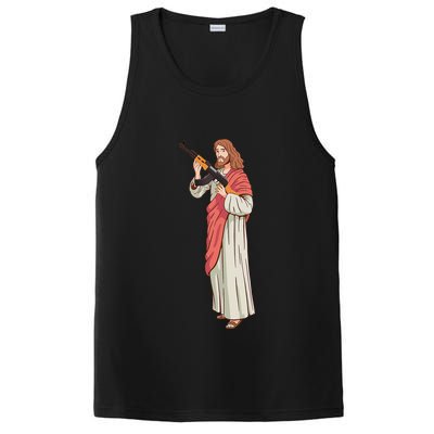 Jesus With Ak47 Assault Rifle. PosiCharge Competitor Tank