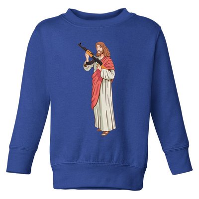 Jesus With Ak47 Assault Rifle. Toddler Sweatshirt