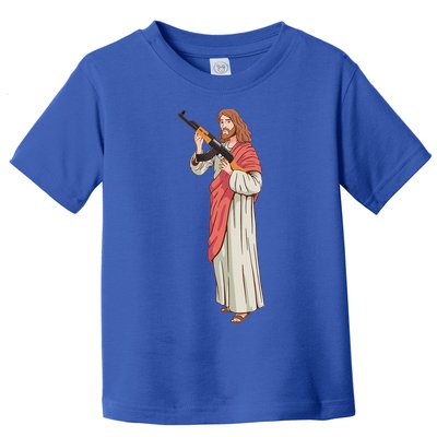 Jesus With Ak47 Assault Rifle. Toddler T-Shirt