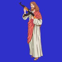 Jesus With Ak47 Assault Rifle. Womens T-Shirt