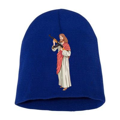 Jesus With Ak47 Assault Rifle. Short Acrylic Beanie