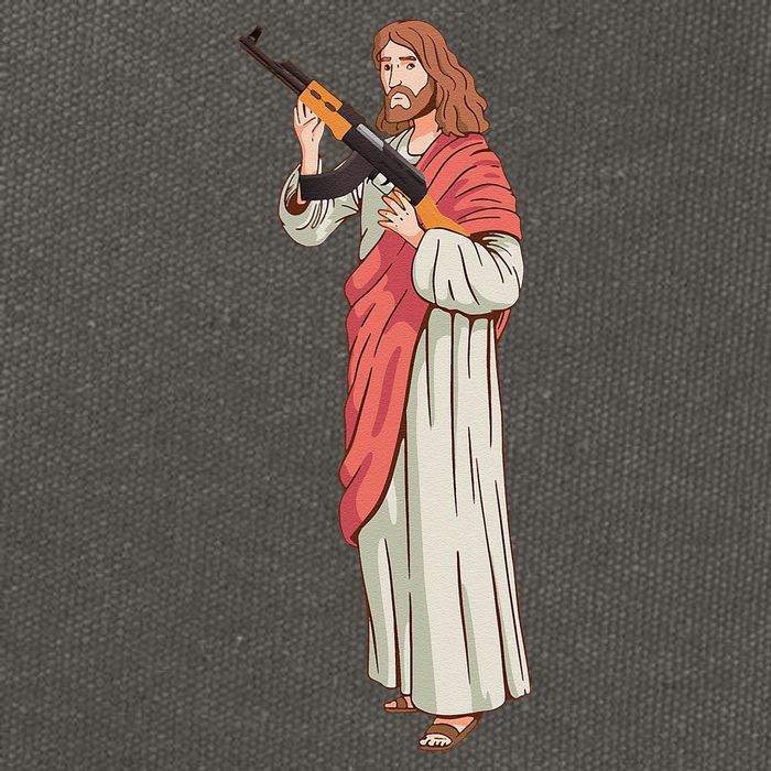 Jesus With Ak47 Assault Rifle. Cotton Canvas Backpack