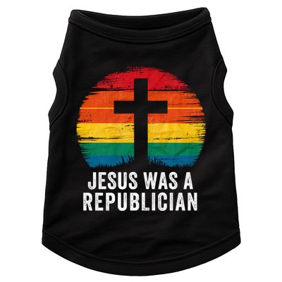 Jesus Was A Republican Retro Vintage Sunset Conservative Faith Religious Belief Doggie Tank