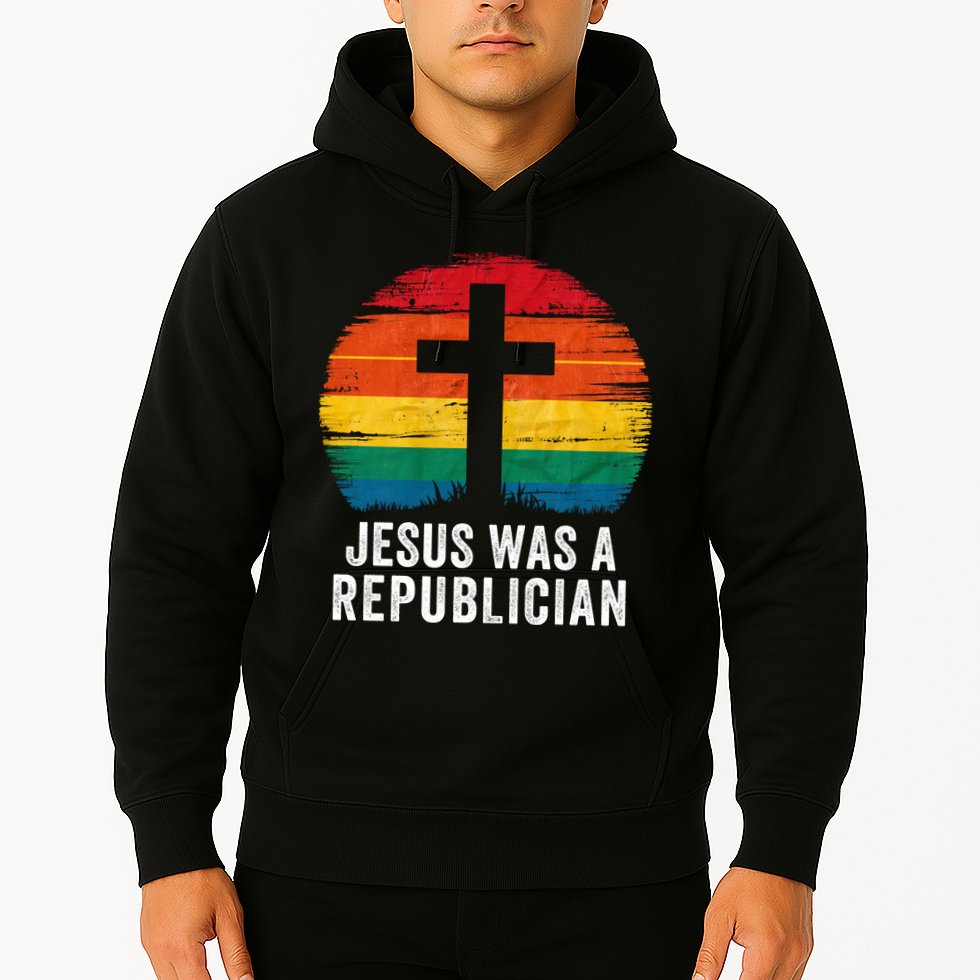 Jesus Was A Republican Retro Vintage Sunset Conservative Faith Religious Belief Hoodie