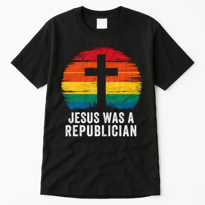Jesus Was A Republican Retro Vintage Sunset Conservative Faith Religious Belief Tall T-Shirt