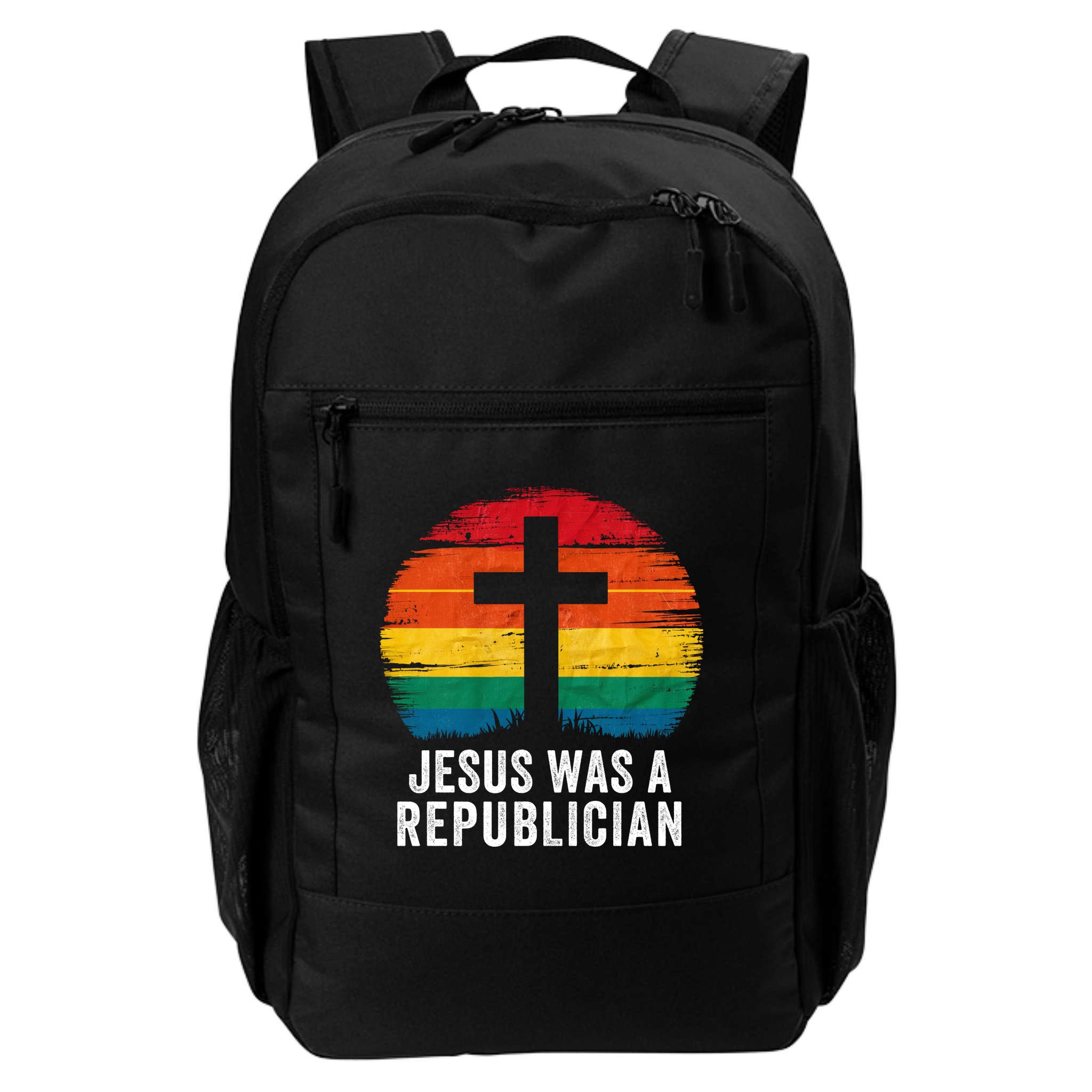 Jesus Was A Republican Retro Vintage Sunset Conservative Faith Religious Belief Backpack