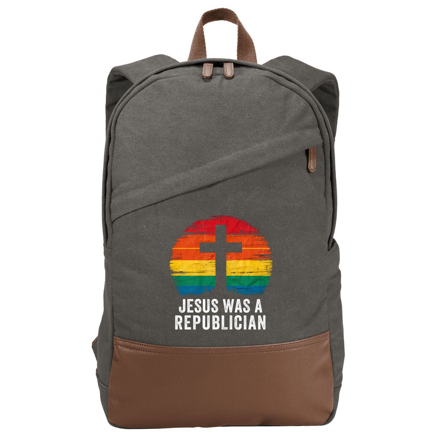 Jesus Was A Republican Retro Vintage Sunset Conservative Faith Religious Belief Cotton Canvas Backpack
