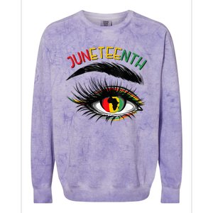 Juneteenth Women African American Eyes Colorblast Crewneck Sweatshirt