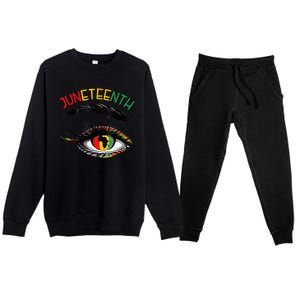 Juneteenth Women African American Eyes Premium Crewneck Sweatsuit Set