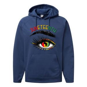 Juneteenth Women African American Eyes Performance Fleece Hoodie