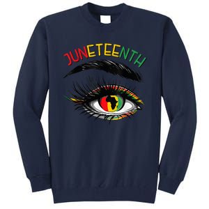 Juneteenth Women African American Eyes Tall Sweatshirt