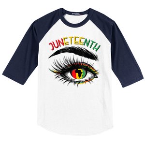 Juneteenth Women African American Eyes Baseball Sleeve Shirt