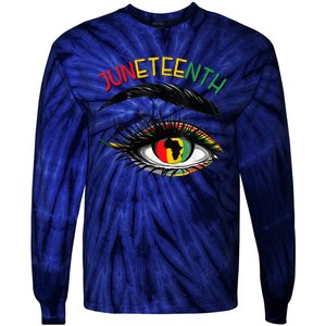 Juneteenth Women African American Eyes Tie-Dye Long Sleeve Shirt