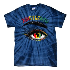 Juneteenth Women African American Eyes Tie-Dye T-Shirt