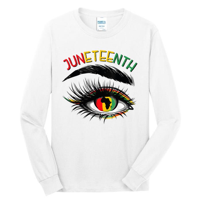 Juneteenth Women African American Eyes Tall Long Sleeve T-Shirt