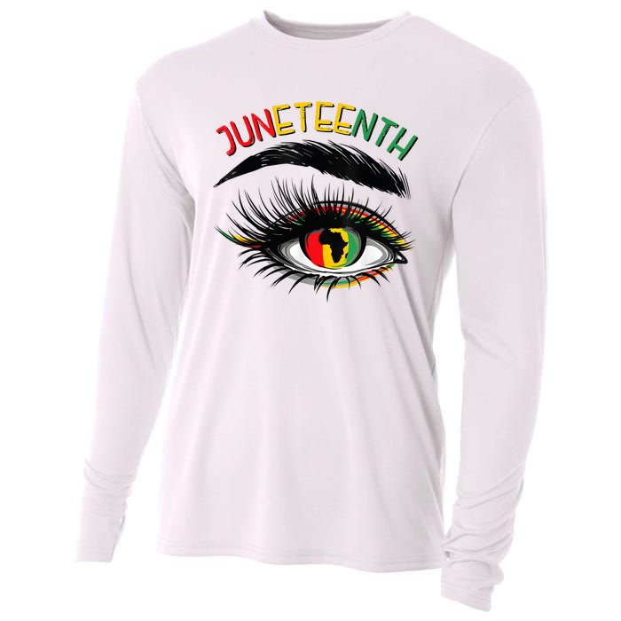 Juneteenth Women African American Eyes Cooling Performance Long Sleeve Crew