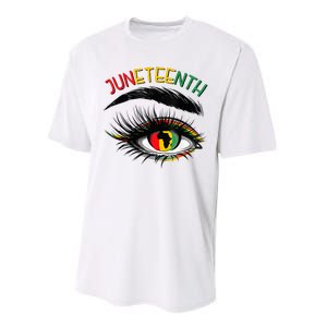 Juneteenth Women African American Eyes Performance Sprint T-Shirt