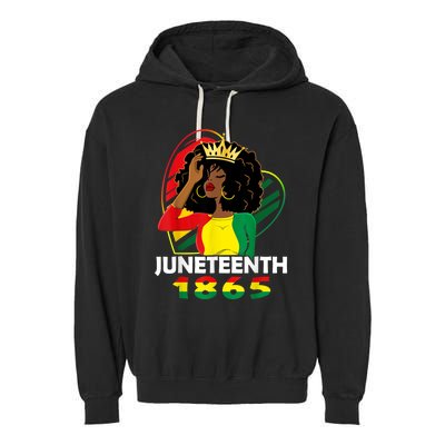 Juneteenth Women African American Black Women Queen Garment-Dyed Fleece Hoodie