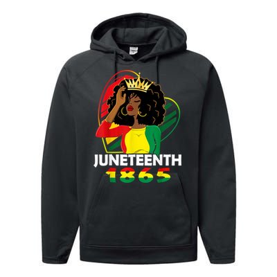 Juneteenth Women African American Black Women Queen Performance Fleece Hoodie