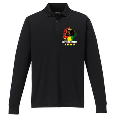 Juneteenth Women African American Black Women Queen Performance Long Sleeve Polo