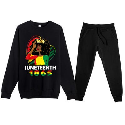 Juneteenth Women African American Black Women Queen Premium Crewneck Sweatsuit Set