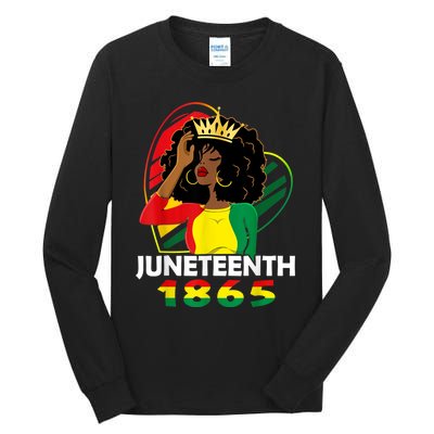 Juneteenth Women African American Black Women Queen Tall Long Sleeve T-Shirt