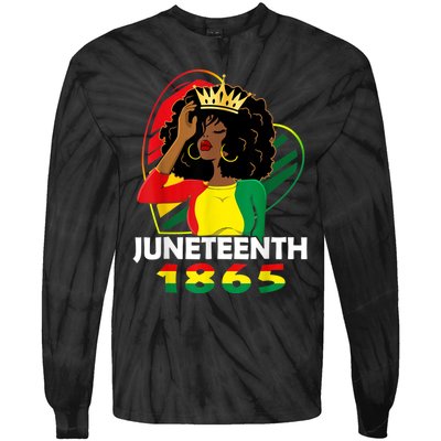 Juneteenth Women African American Black Women Queen Tie-Dye Long Sleeve Shirt