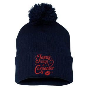 Jesus Was A Carpenter Christian Jesus Sayings Pom Pom 12in Knit Beanie