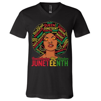 Juneteenth Wo African American Black Wo 1865 V-Neck T-Shirt