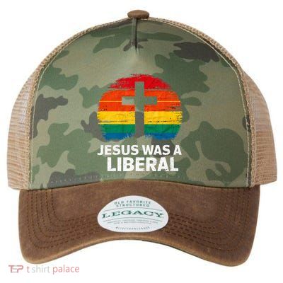 Jesus Was A Liberal Retro Vintage Sunset Progressive Legacy Tie Dye Trucker Hat