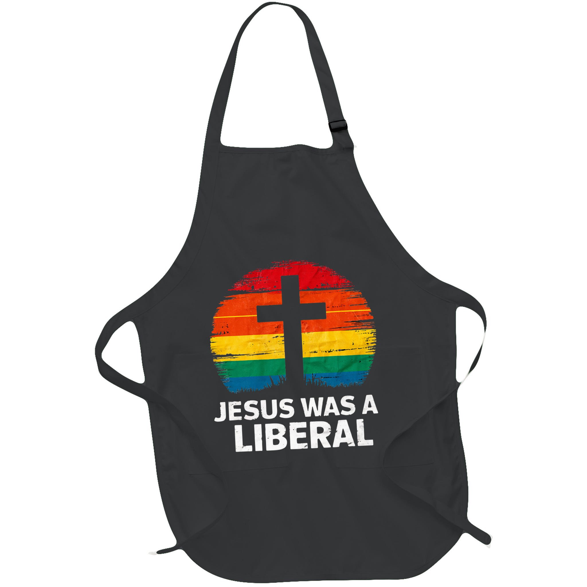 Jesus Was A Liberal Retro Vintage Sunset Progressive Apron
