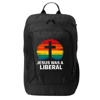 Jesus Was A Liberal Retro Vintage Sunset Progressive City Backpack