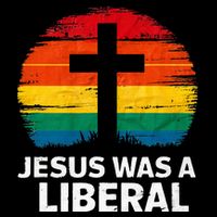 Jesus Was A Liberal Retro Vintage Sunset Progressive Bucket Hat