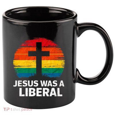 Jesus Was A Liberal Retro Vintage Sunset Progressive 11oz C Handle Ceramic Mug