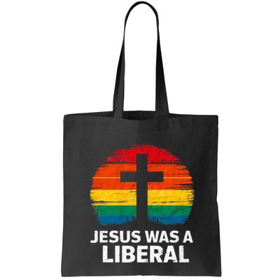 Jesus Was A Liberal Retro Vintage Sunset Progressive Bag