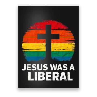 Jesus Was A Liberal Retro Vintage Sunset Progressive Poster
