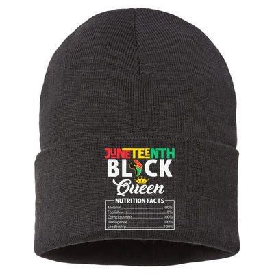 Juneteenth Women Black Queen Nutritional Facts Freedom Day Sustainable Knit Beanie