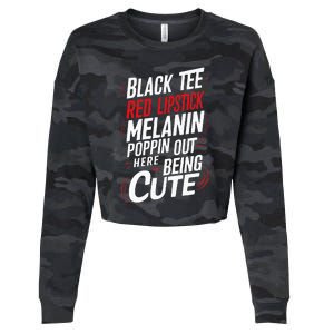 Juneteenth Woman Black Red Lipstick Melanin Cropped Pullover Crew