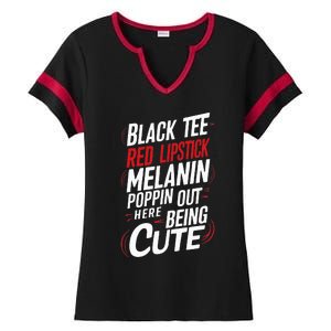 Juneteenth Woman Black Red Lipstick Melanin Ladies Halftime Notch Neck Tee