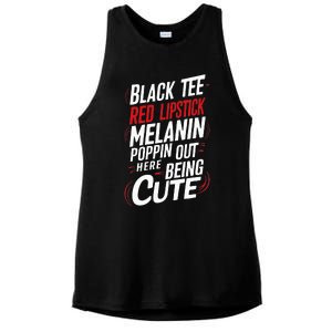 Juneteenth Woman Black Red Lipstick Melanin Ladies PosiCharge Tri-Blend Wicking Tank