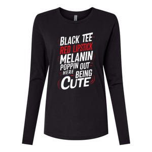 Juneteenth Woman Black Red Lipstick Melanin Womens Cotton Relaxed Long Sleeve T-Shirt