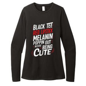 Juneteenth Woman Black Red Lipstick Melanin Womens CVC Long Sleeve Shirt