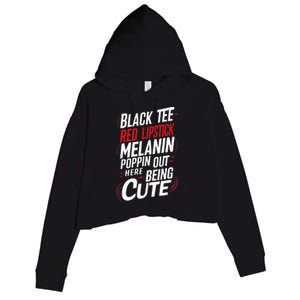 Juneteenth Woman Black Red Lipstick Melanin Crop Fleece Hoodie