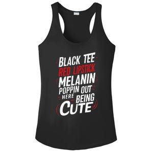 Juneteenth Woman Black Red Lipstick Melanin Ladies PosiCharge Competitor Racerback Tank