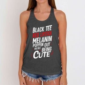 Juneteenth Woman Black Red Lipstick Melanin Women's Knotted Racerback Tank